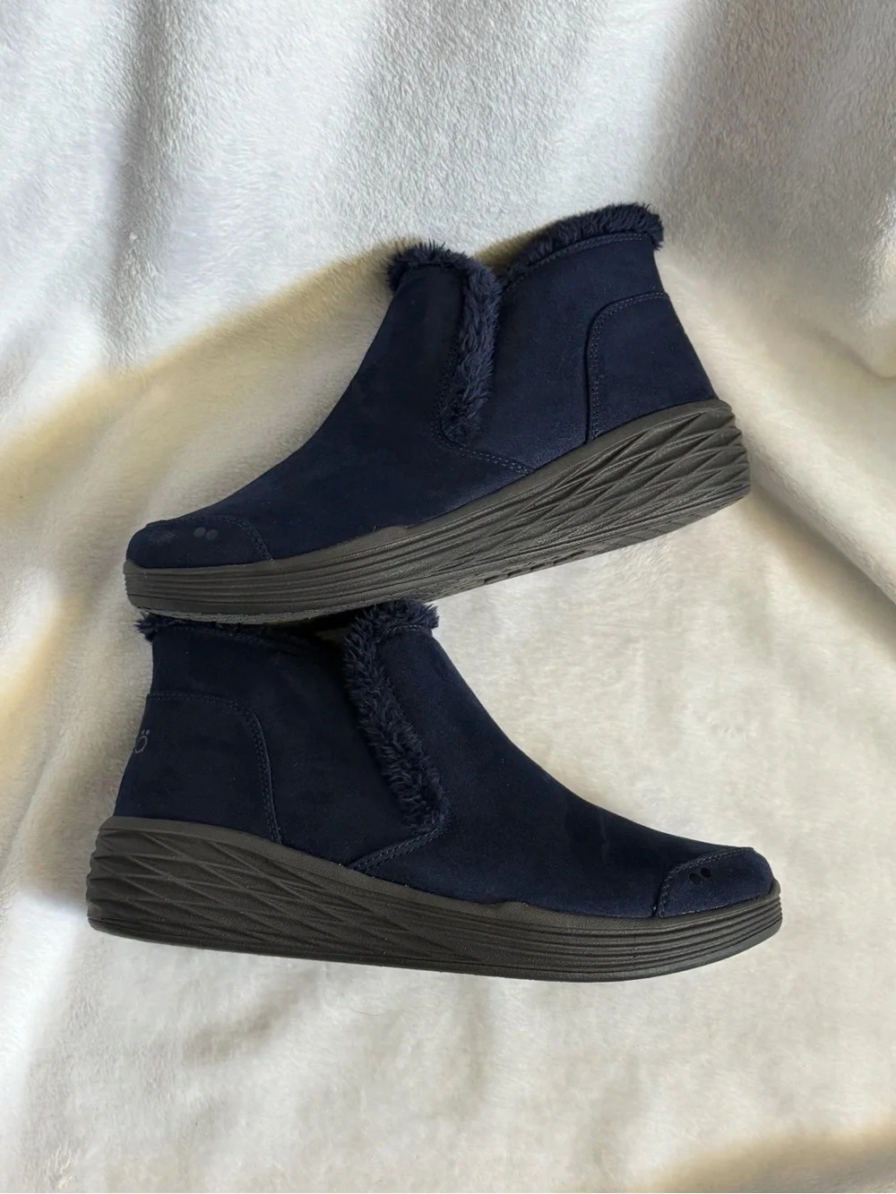 Ryka Neela Navy Blue Faux Suede Winter Boots Womens Size 8.5 Comfort Booties